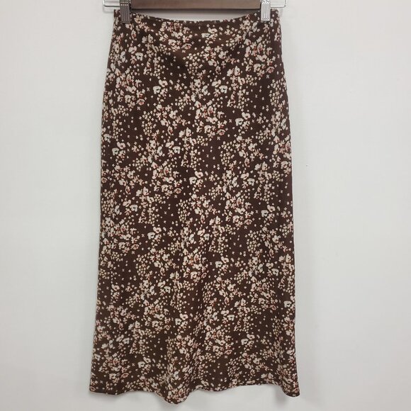 Princess Polly Womens Y2K Dark Floral Forrest Fairy Midi Skirt Size 0 Brown - Picture 3 of 11